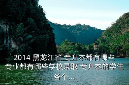 2014 黑龍江省 專升本都有哪些專業(yè)都有哪些學(xué)校錄取 專升本的學(xué)生各個...