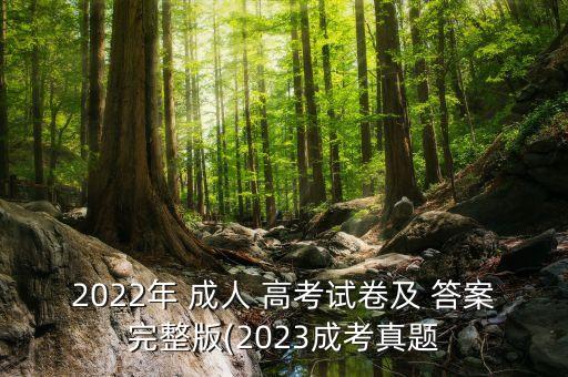 2022年 成人 高考試卷及 答案完整版(2023成考真題