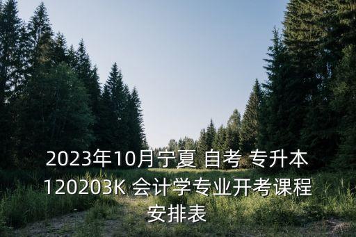 2023年10月寧夏 自考 專升本120203K 會計學(xué)專業(yè)開考課程安排表