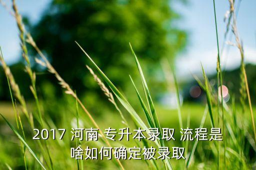 2017 河南 專升本錄取 流程是啥如何確定被錄取