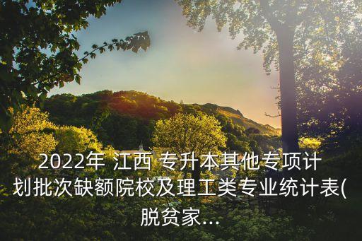 2022年 江西 專升本其他專項計劃批次缺額院校及理工類專業(yè)統(tǒng)計表(脫貧家...