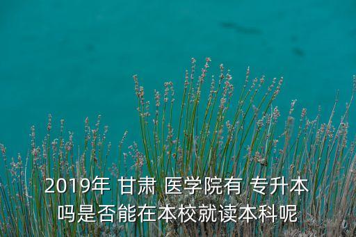 2019年 甘肅 醫(yī)學(xué)院有 專升本嗎是否能在本校就讀本科呢