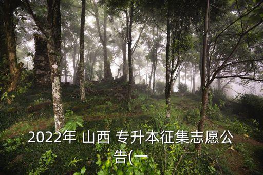 2022年 山西 專升本征集志愿公告(一