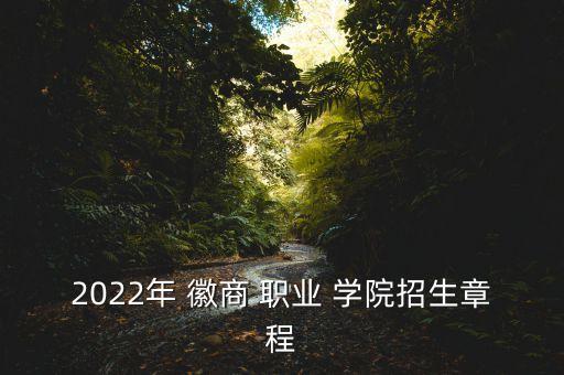 2022年 徽商 職業(yè) 學院招生章程