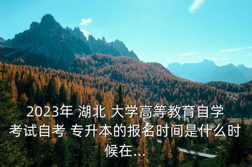 2023年 湖北 大學(xué)高等教育自學(xué)考試自考 專升本的報(bào)名時(shí)間是什么時(shí)候在...