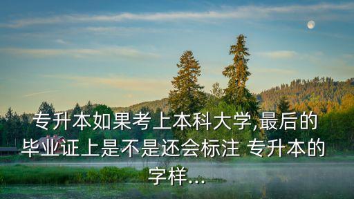  專升本如果考上本科大學,最后的 畢業(yè)證上是不是還會標注 專升本的 字樣...