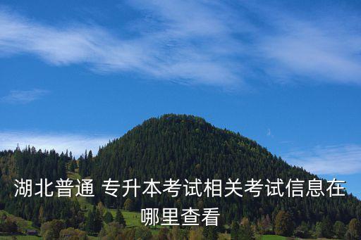 湖北普通 專升本考試相關考試信息在哪里查看