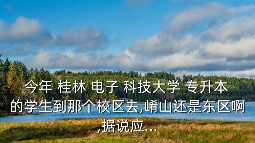 今年 桂林 電子 科技大學 專升本的學生到那個校區(qū)去,崤山還是東區(qū)啊,據(jù)說應...